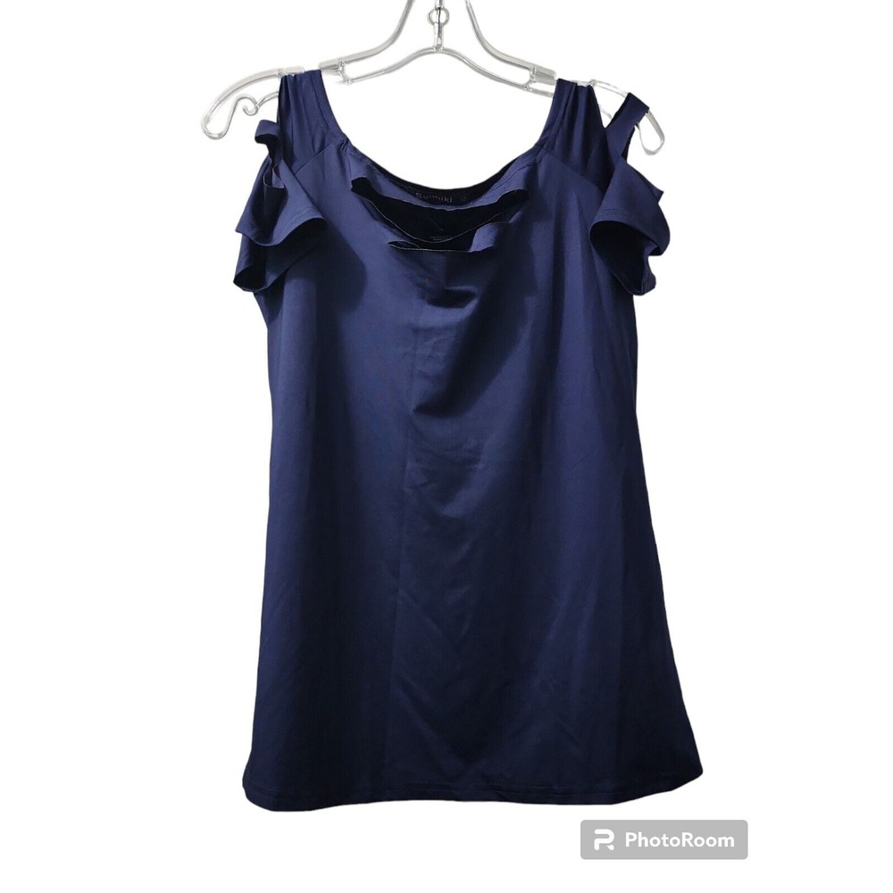 Suimiki Cold Shoulder Ruffle Top‎ Blouse Casual Party XL